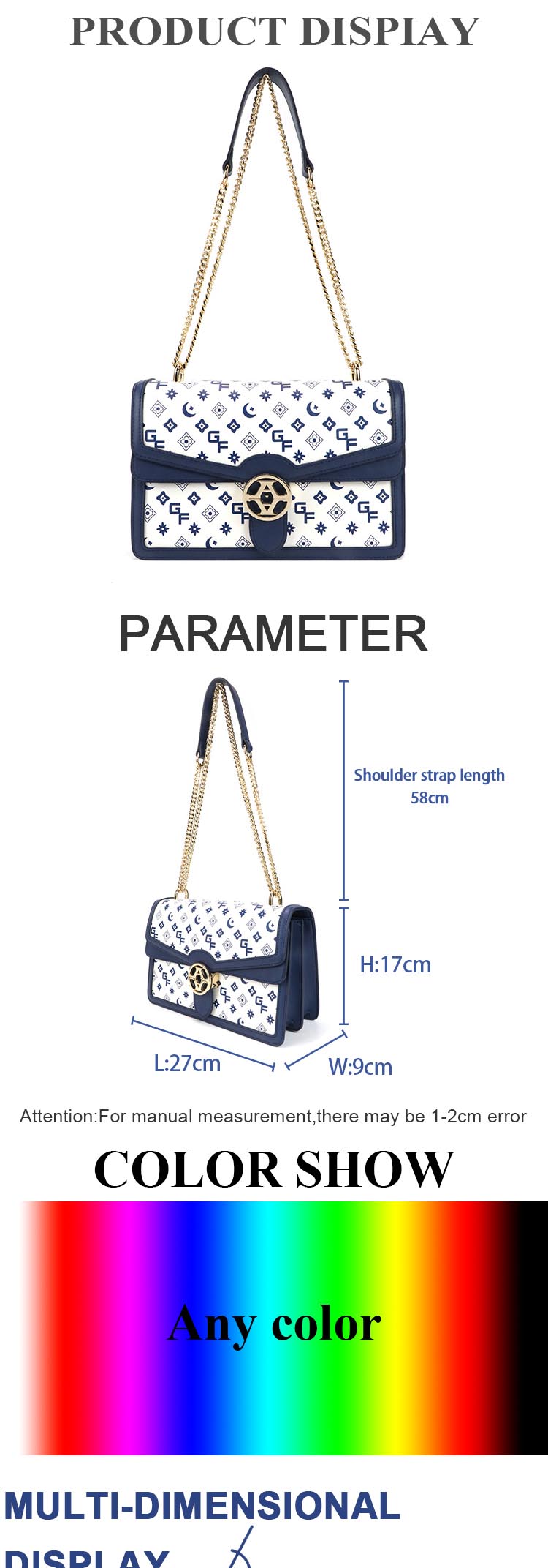 Women's printed chain crossbody bag