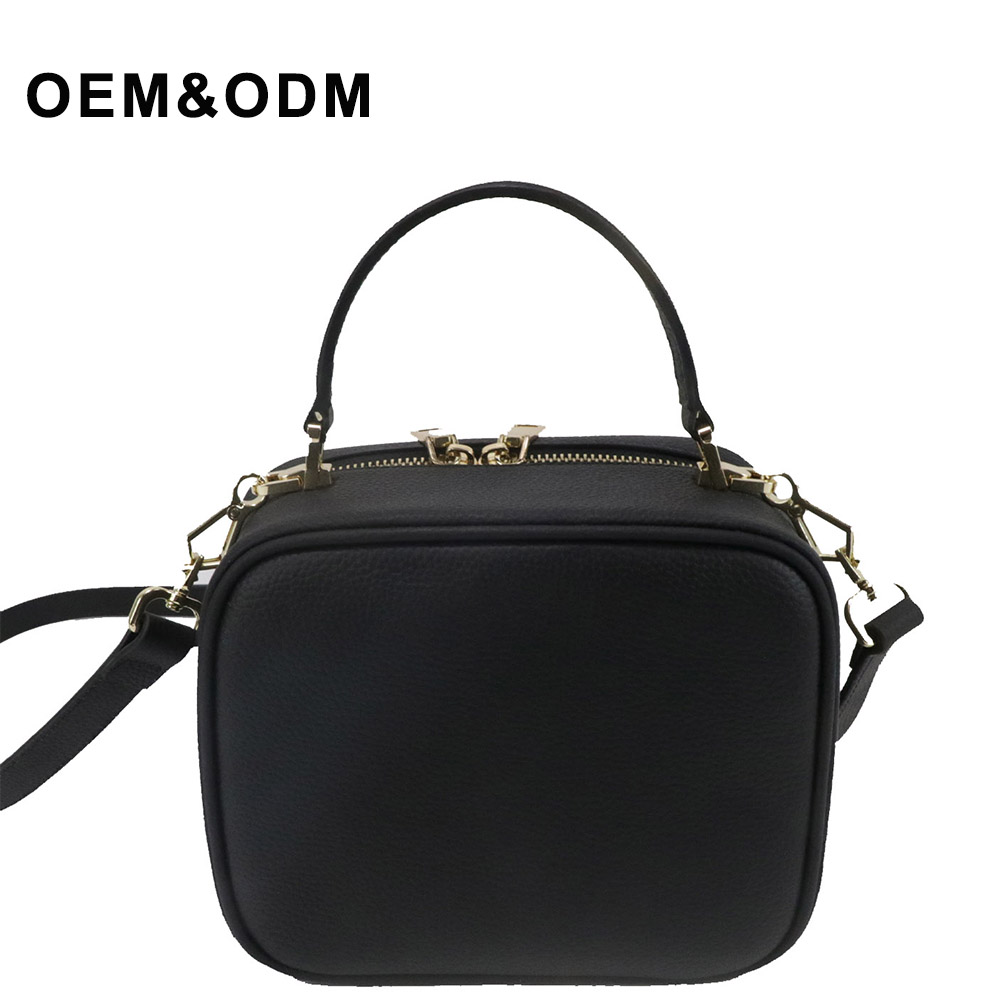 odm black leather backpack