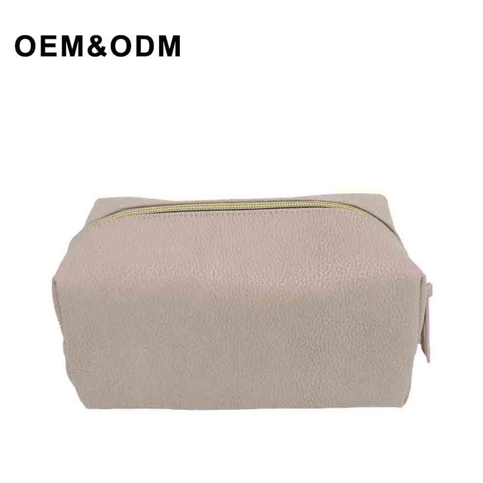 Bolso portátil de los artículos de tocador del viaje del cuero de la PU de la prenda impermeable del bolso del maquillaje de las mujeres simples del color sólido