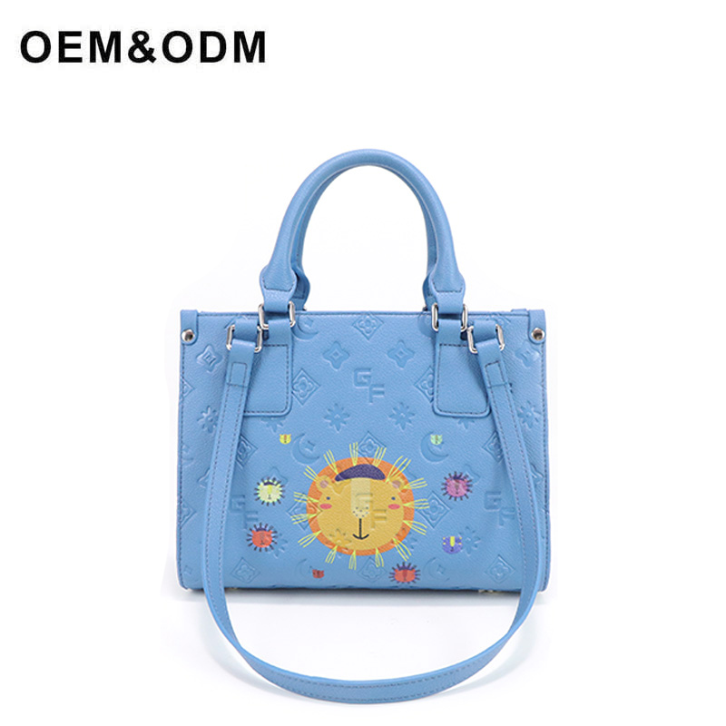 Women's leather mini blue Tote bag