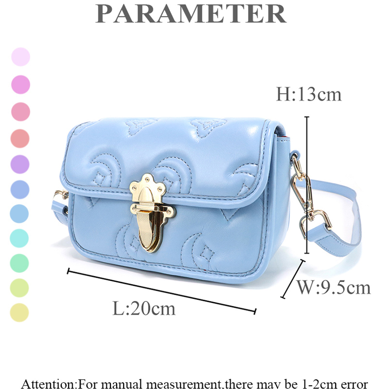 Blue Printed PU Leather Mini Square Bag